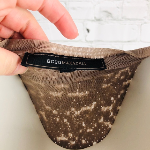 Bronze BCBGMAXAZRIA "Marta" Sequin Mini Dress XS - Picture 7 of 8